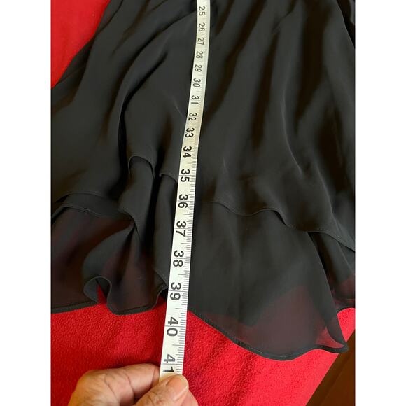 Y2K Sangria black chiffon asymmetrical halter style empire waist midi balletcore - Picture 14 of 14